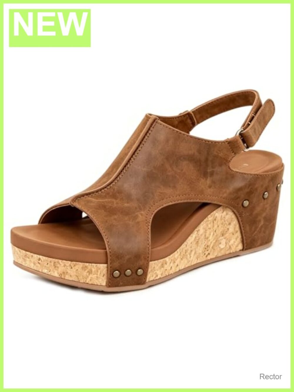 Women's Wedge Sandals Faux Leather Peep-Toe Ankle Strap Cork Sandals Casual